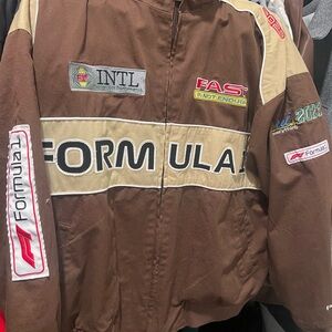 Formula 1 Brown and Tan Bomber Jacket